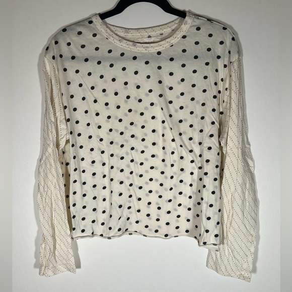 THE GREAT Sleep long slv polka dot cream black top sz 3(L) comfy California - Picture 1 of 9